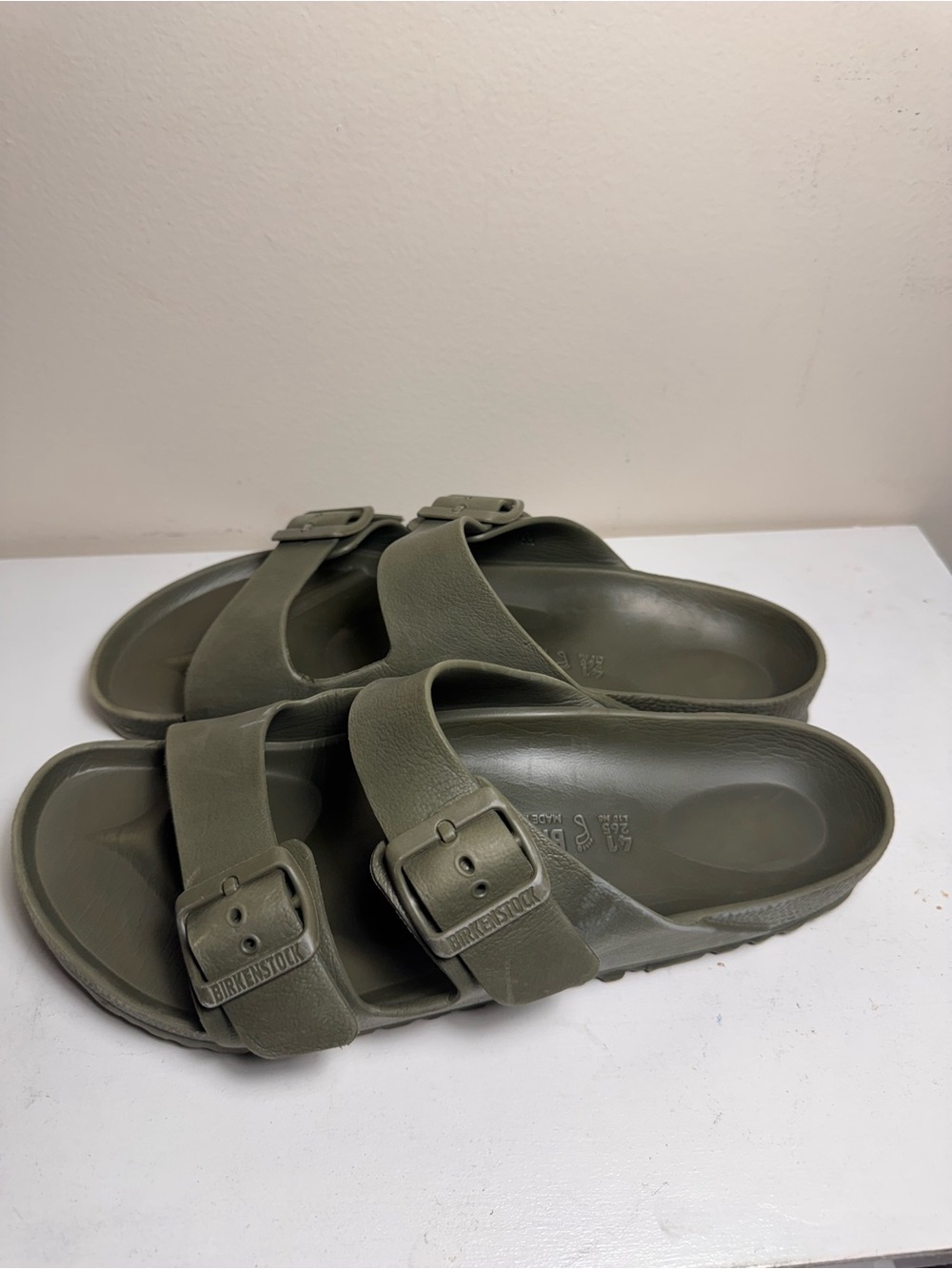 Birkenstock Arizona EVA Green Adjustable Two-Strap Buckle Slide Sandals EU 41